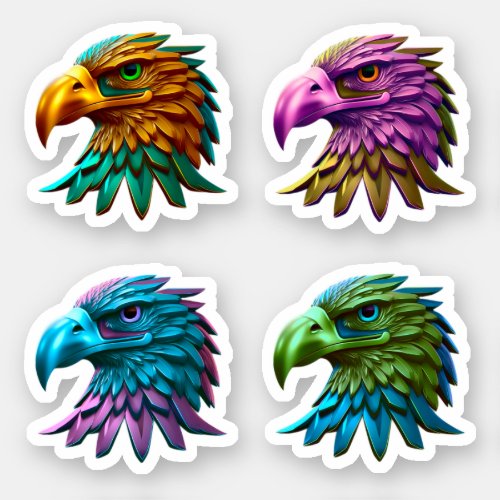 Eagle _ 4_Pack Colorful Stickers _ Bald Eagle Art 