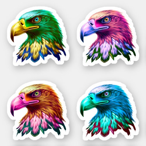 Eagle 4_Pack Stickers _ Colorful Illustration Art