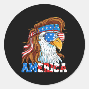 Eagle 4th Of July Mullet American Flag Usa Patriot Classic Round Sticker