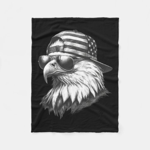 Eagle 4th Of July Usa American Flag  Fleece Blanket