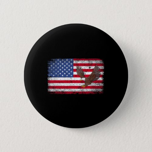 Eagle 4th Of July Usa American Flag Men Women Kids Button