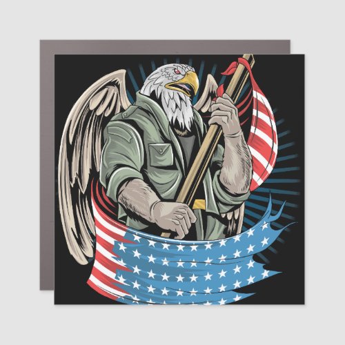 Eagle america usa army soldier artwork for veteran car magnet