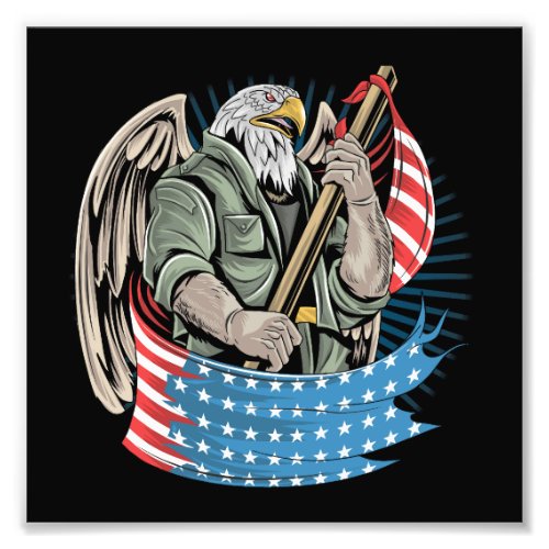 Eagle america usa army soldier artwork for veteran photo print