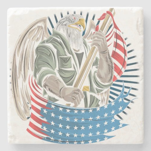Eagle america usa army soldier artwork for veteran stone coaster