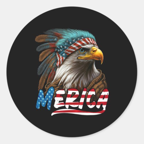Eagle American Flag 4th Of July Merica 2  Classic Round Sticker