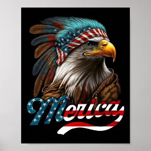 Eagle American Flag 4th Of July Merica  Poster