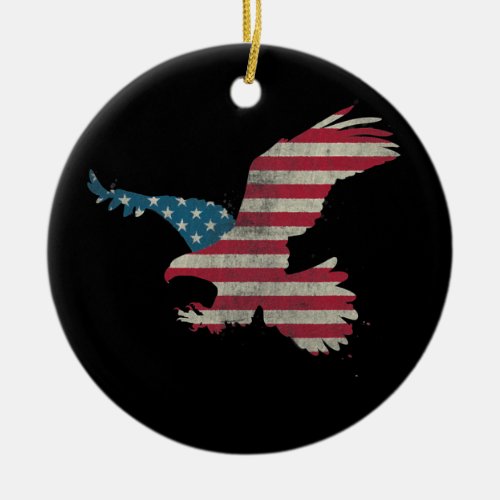 Eagle American Flag 4th of July USA  Ceramic Ornament