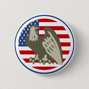 Eagle American Flag Button