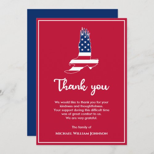Eagle American Flag Military Veteran Army Funeral Thank You Card