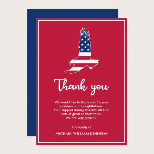 Eagle American Flag Military Veteran Army Funeral Thank You Card