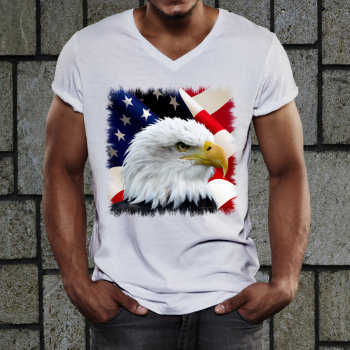 Eagle American Flag T-shirt by girlygirlgraphics at Zazzle