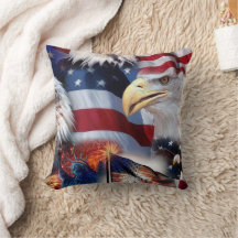 Eagle American Flag Throw Pillow