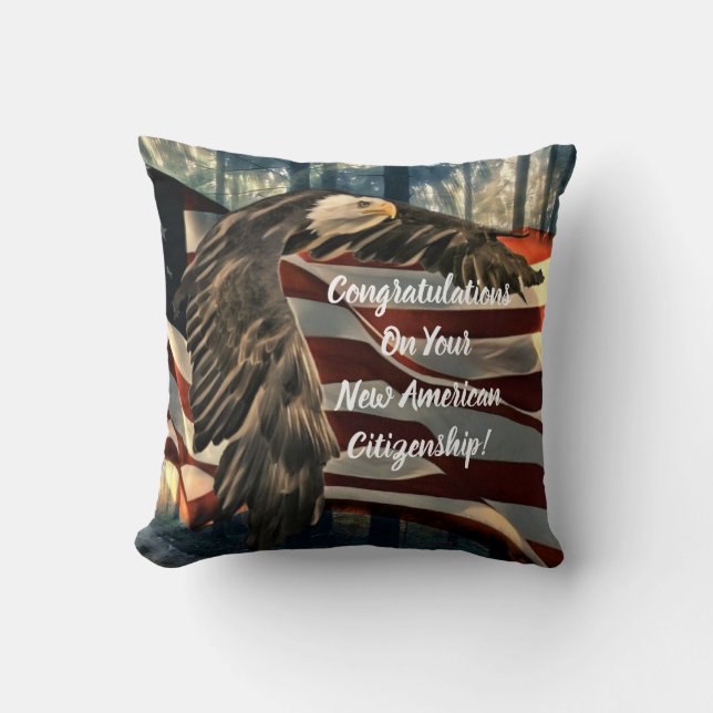 Eagle American Flag USA Citizenship  Throw Pillow (Front)
