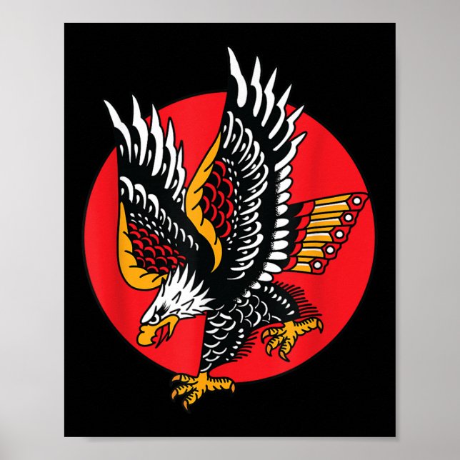Eagle American Traditional Tattoo Ink Old School F Poster (Front)