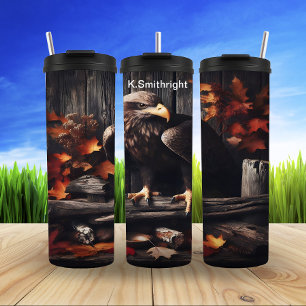 Eagle Among Autumn Leaves Thermal Tumbler
