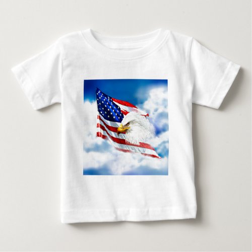 Eagle and American Flag Baby T_Shirt