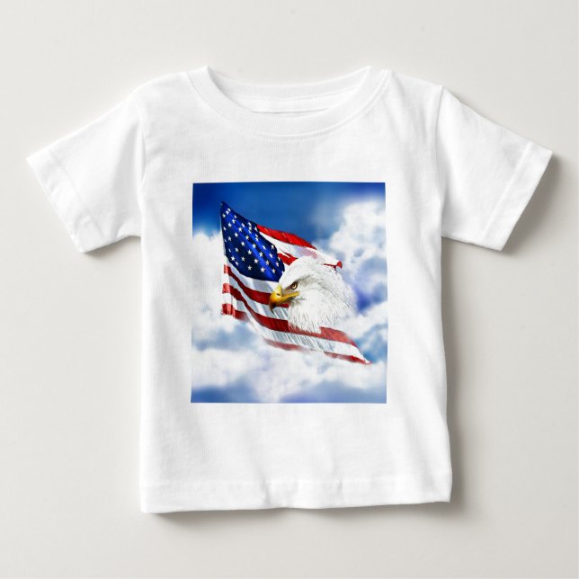 Eagle and American Flag Baby T-Shirt (Front)