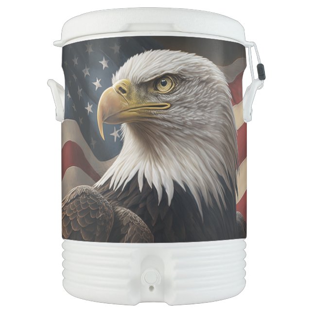 Eagle and American Flag  Beverage Cooler (Front)