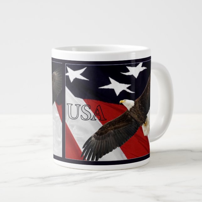 Eagle and American Flag Giant Coffee Mug (Front Right)