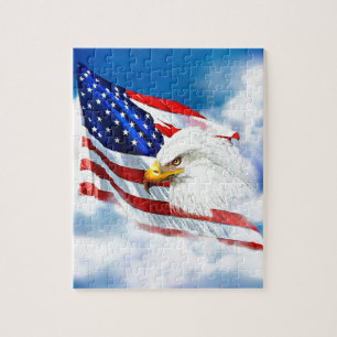 Eagle and American Flag Jigsaw Puzzle