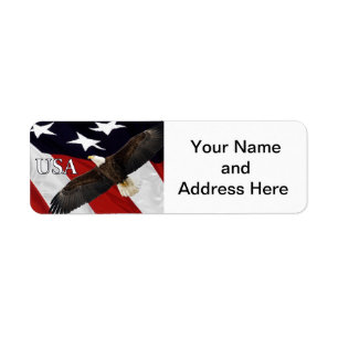 Eagle and American Flag Label