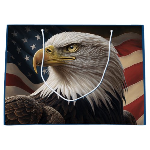 Eagle and American Flag Large Gift Bag