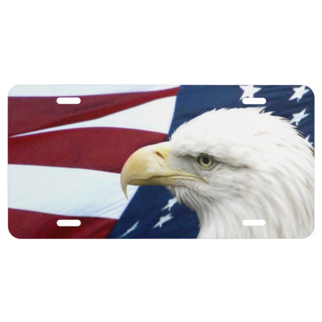 Eagle and American Flag License Plate (Front)