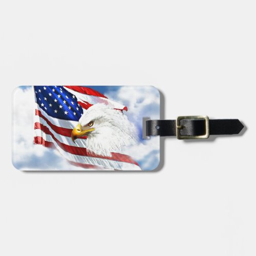 Eagle and American Flag Luggage Tag