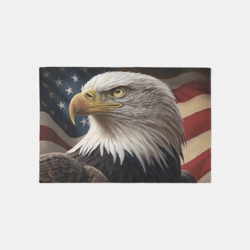 Eagle and American Flag Outdoor Rug