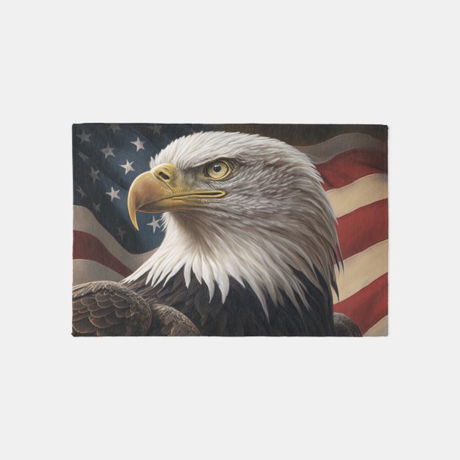 Eagle and American Flag Outdoor Rug (Front)