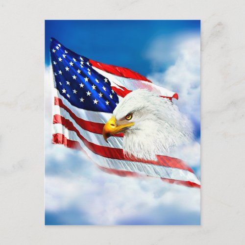 Eagle and American Flag Postcard