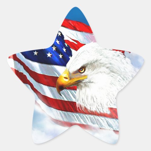 Eagle and American Flag Star Sticker