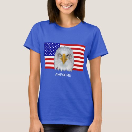 Eagle and American Flag T_Shirt