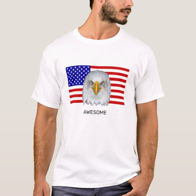 Eagle and American Flag T-Shirt (Front)