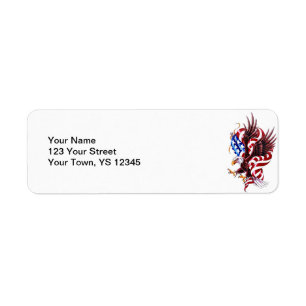 Eagle and American Flag Tatoo Illustration Style Label