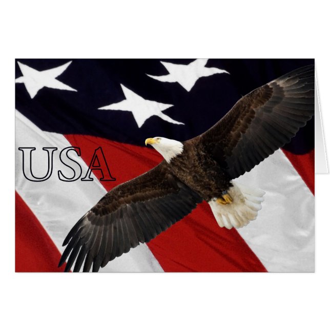 Eagle and American Flag USA Cards (Front Horizontal)
