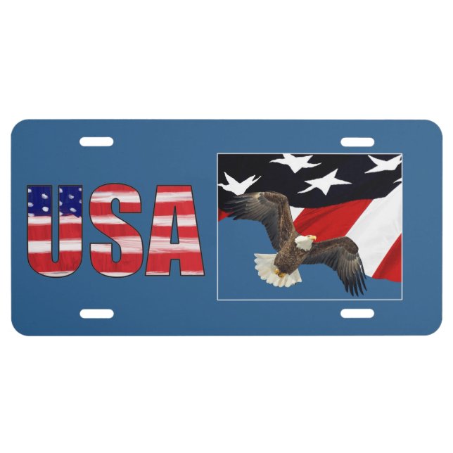 Eagle and American Flag USA License Plate (Front)
