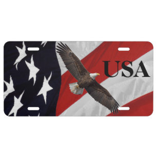Eagle and American Flag USA License Plate