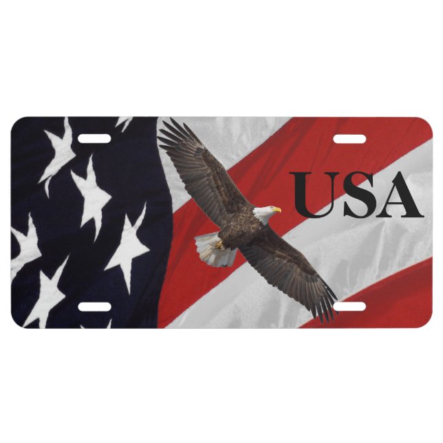 Eagle and American Flag USA License Plate (Front)