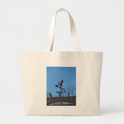 Eagle and Arrow Weather vane blue skys Large Tote Bag