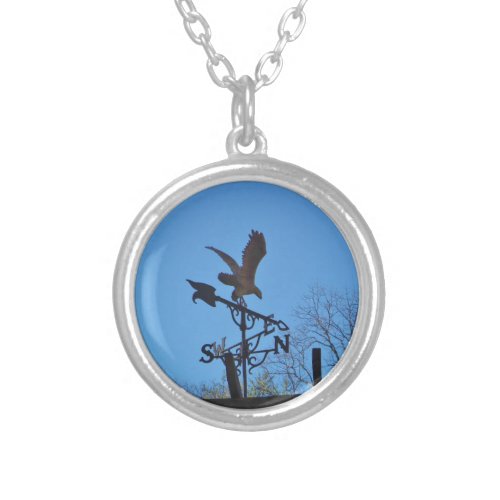 Eagle and Arrow Weather vane blue skys Silver Plated Necklace