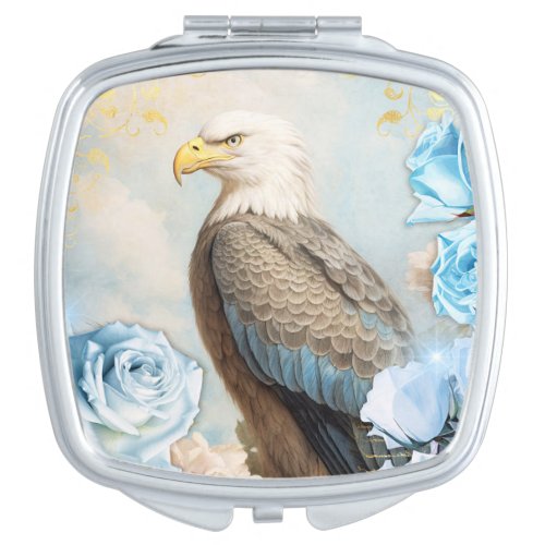 Eagle and Blue Roses Compact Mirror