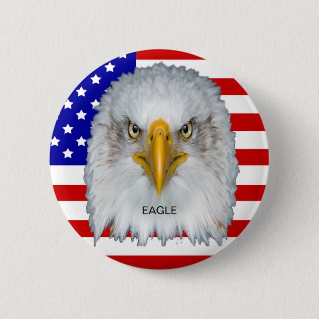 Eagle and Custom American Flag Button (Front)