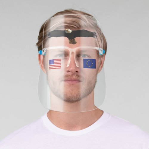 Eagle and customizable flags of the USA  Europe Face Shield