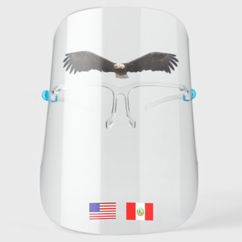 Eagle and customizable flags of the USA  Peru Face Shield