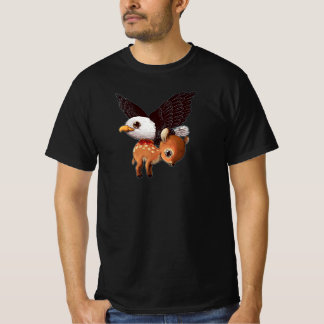 Eagle and Fawn Whimsical Wildlife Art Print T-Shirt