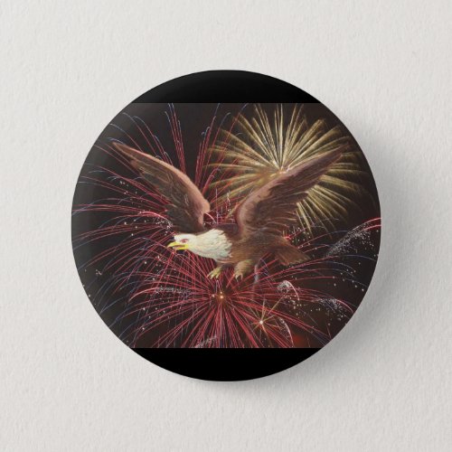 Eagle and Fireworks Button