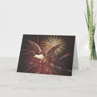 Eagle and Fireworks Holiday Card
