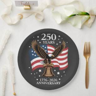 Eagle and Flag 250 Years of America 1776-2026 Paper Plates