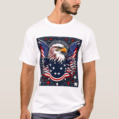 Eagle and Flag of America _ Patriotic Artwork  T_Shirt